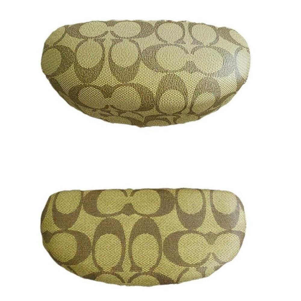 Coach Signature Monogram Brown Hard Clamshell Sunglasses Eyeglasses Case